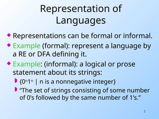 Regular Language Example Pumping Lemma for Regular Languages - Proof | PPT