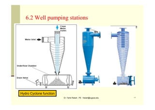 Dr. Fahid Rabah , PE frabah@iugaza.edu ١٣
Hydro Cyclone function
6.2 Well pumping stations
 