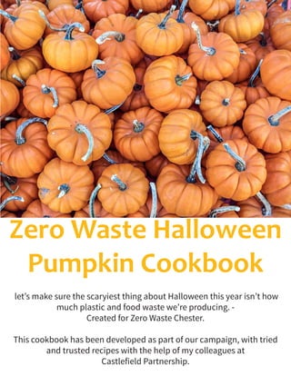 Zero Waste Halloween
Pumpkin Cookbook
let’s make sure the scaryiest thing about Halloween this year isn’t how
much plastic and food waste we’re producing. -
Created for Zero Waste Chester.
This cookbook has been developed as part of our campaign, with tried
and trusted recipes with the help of my colleagues at
Castlefield Partnership.
 