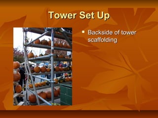 Tower Set Up
         Backside of tower
          scaffolding
 
