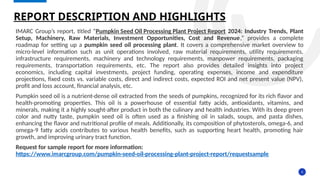 Pumpkin Seed Oil Processing Plant Project Report | PPTX