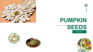 PUMPKIN
SEEDS
What is the advantage for pumpkin seeds eating in winter?
By：Lara
 