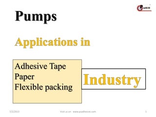 Pumps
Adhesive Tape
Paper
Flexible packing
7/2/2013 1Visit us on : www.psadhesive.com
 