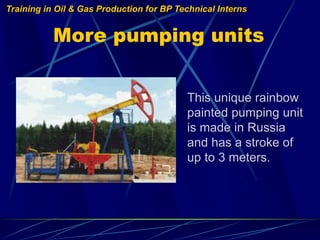 Training in Oil & Gas Production for BP Technical Interns
More pumping units
This unique rainbow
painted pumping unit
is m...
