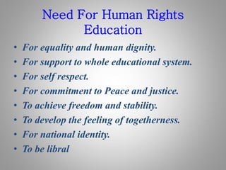 Human Rights Examples Education HUMAN RIGHTS IN ASPECTS OF EDUCATION | PPT