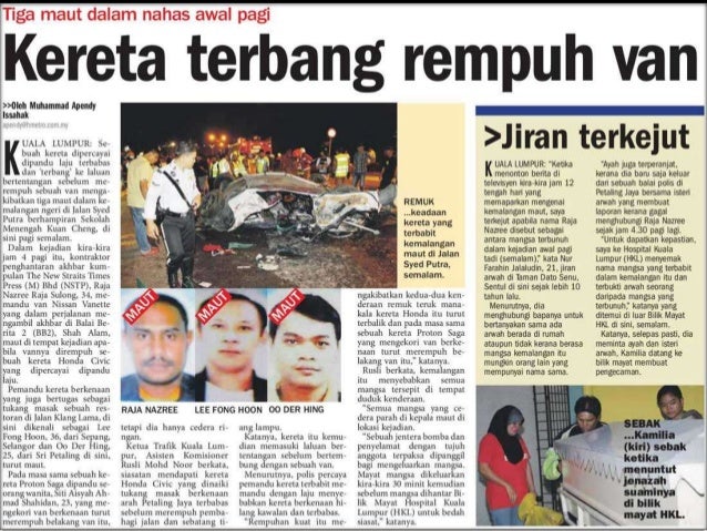 Bahasa Melayu Surat Khabar Tentang Kemalangan Kereta
