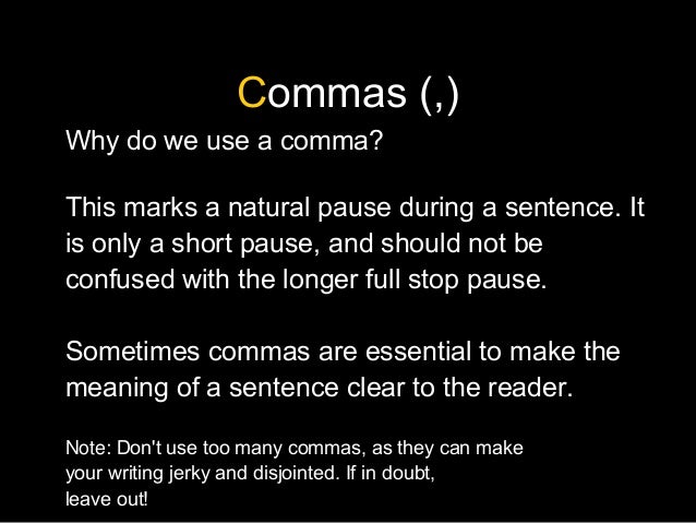 punctuation when should i use a comma