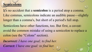 English Punctuation Period Semicolon Space PPT
