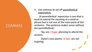 Punctuation: perios, commas, punctuation, aposthrope, dash etc | PPTX