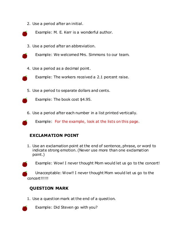 punctuation marks and their rules punctuation examples