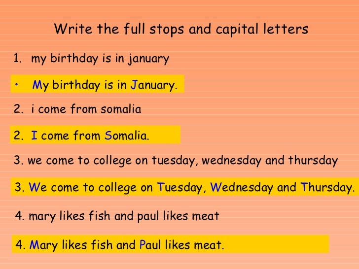 Punctuation And Capital Letters E1 E2