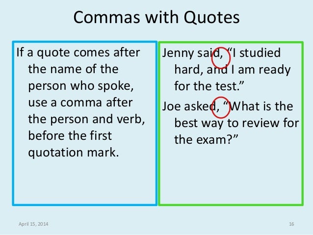punctuation and mechanics with video quotes and commas