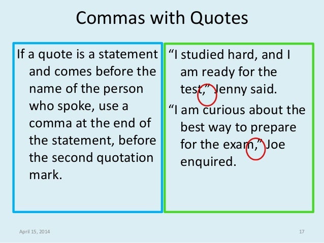 punctuation and mechanics with video quotes and commas