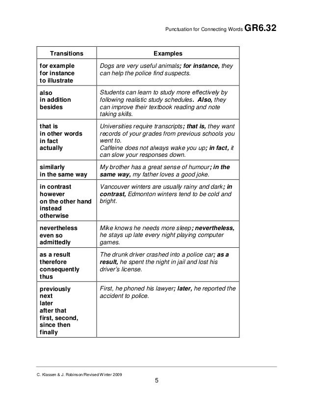 Punctuation For Connecting Words