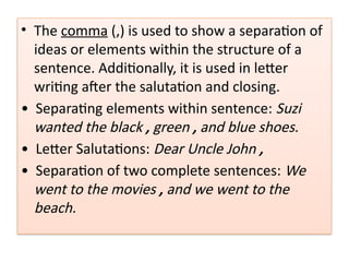 Der Comma Code The most common Punctuation Marks and their uses | PPTX