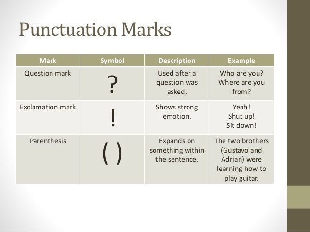 punctuations punctuations examples