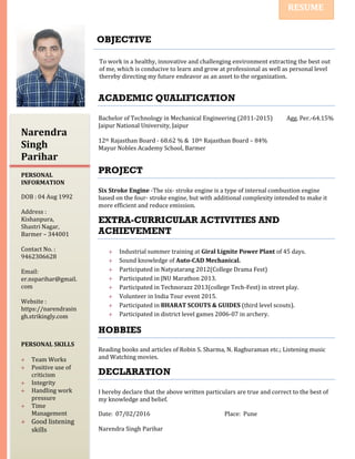 Resume(Narendra) | PDF