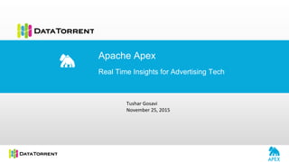 Apache Apex
Real Time Insights for Advertising Tech
Tushar Gosavi
November 25, 2015
 