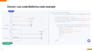26
Choreo: Low code/Ballerina code example
 