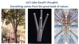 Let’s take Gaudi’s thoughts
Everything comes from the great book of nature.
 