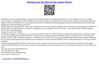 Punishment In The Rime Of The Ancient Mariner | PPT