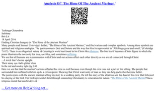 Punishment In The Rime Of The Ancient Mariner | PPT