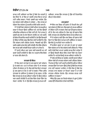 lyvIaM 27:21-34                                   140
vAps nhIN KrIddA pr es ^ iksy hor aAdmI ^              KrIddA< jAjk `s jAnvr ^ `s dI inrDAirt
vyc iddA hY< tM es dA aslI mAlk es ^ vAps             kImt ty vyc skygA=
                     21
nhIN KrId skdA=        jdoN jublI vrHA aAvygA< `h
Kyt whovAh lE piv|tr ho jAvygA — eh jAjk dA                                    KAs sugAtM
                                                            28
hovygA⁄ eh whovAh ^ smript kItI zmIn vMg hY=                     “e|k KAs iksm dI sugAt hY ijh/I lok pUrI
  22
       “jy koE bdA whovAh ^ koE aijhA Kyt smript      trHM whovAh ^ iddy hn= es sugAt ^ vAps KrIidaA
krdA hY ijh/A `sny KrIidaA sI< aty eh `sdI             jM vyicaA nhIN jA skdA= es trHM dI sugAt whovAh
                                      23
pirvAirk jAedAd dA ih|sA nhIN sI<          tM jAjk ^   dI hY= eh a|t piv|tr hY= es trHM dI sugAt iv|c
jublI vrHy t|k dy sAl ign,y cAhIdy hn aty zmIn         lokI< jAnvr aty pirvAirk jYdAd dy Kyt SAiml hn=
                                                            29
dI kImt inrDAirt krnI cAhIdI h= Fr `s ivaktI
                              Y y                                “jy whovAh lE `s KAs iksm dI sugAt koE
^ pYisaM dI `h rkm `s idn dy,I cAhIdI hY= `h           bdA hY tM `s bdy ^ vAps nhIN KrIidaA jA skdA=
                                 24
pYsy whovAh lE piv|tr ho,gy=       jublI vrHy `%ty     `s bdy ^ mAr id|tA jA,A cAhIdA hY=
                                                            30
zmIn mu>ly mAlk kol clI jAvygI= eh `s pirvAr
       |                                                         “sArIaM FslM dA aty ru|KM dy FlM dA dsvM
                                                                                                      31
kol vAps clI jAvygI ijh/A zmIn dA mAlk hY=             ih|sA whovAh dA hY= eh whovAh lE piv|tr hY=         es
  25
       “tuhA^ kImt adA krn lE srkArI mAp dI            lE jy koE bdA aAp,A dsvD vAps lY,A cAhudA hY
vrtoN krnI cAhIdI hY= `s nAp anusAr e|k SYkl           tM `s^ esdI kImt iv|c p»jvM ih|sA hor jo/nA
dA vzn vIh gyrAh hY=                                   cAhIdA hY= aty Fyr es^ vAps KrId,A cAhIdA hY=
                                                            32
                                                                 “v|g aty e|j/ dA dsvD< awAlI duaArA r|iKaA
                  jAnvrM dI kImt                       hoeaA koE vI jAnvr whovAh lE piv|tr hovygA=
  26                                                   33
       “lok gAvM aty By.M ^ KAs sugAtM vjoN whovAh          mAlk ^ ictA nhIN krnI cAhIdI ik cui,aA hoeaA
^ dy skdy hn= pr jy jAnvr plyQA hY tM jAnvr            jAnvr cgA hY jM mA/A= `s ^ es ^ iksy hor jAnvr
pihlM hI whovAh dA hY= es lE lok enHM jAnvrM           nAl nhIN bdl,A cAhIdA= jy `h es ^ iksy hor
                                       27
^ KAs sugAt dy tOr ty nhIN dy skdy=         lok plIt   jAnvr nAl bdl, dA inr,A krdA hY tM dovyN
jAnvrM dy plyiQaM ^ whovAh ^ Byq krn= jy `h            jAnvr piv|tr ho,gy= `h jAnvr vAps nhIN
`s jAnvr ^ vAps KrId,A cAhudA hY< `s ^ kImt           KrIidaA jA skdA=”
                                                            34
adA krnI cAhIdI hY aty es iv|c p»jvM ih|sA hor                   eh `h hukm hn ijh/y whovAh ny mUsA ^ sInA
jo/nA cAhIdA hY= jy `h `s jAnvr ^ vAps nhIN            prbt `%ty esrAXl dy lokM lE id|ty=
 