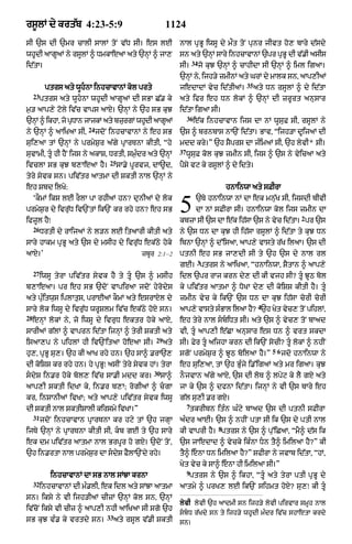 rs°lM dy krt|b 4:23-5:9                                 1124
sI `s dI `mr cAlI sAlM toN v|D sI= es lE                      nAl pRBU iwsU dy mØt toN punr jIvt ho, bAry d|sdy
whUdI aAgUaM ny rsUlM ^ DmkAeaA aty `nHM ^ jA,                sn aty `nHM sAry inhcAvAnM `pr pRBU dI v|.I asIs
                                                                       34
id|tA=                                                        sI=           jo kuJ `nHM ^ cAhIdA sI `nHM ^ iml igaA=
                                                              `nHM ny< ijh/y zmInM aty GrM dy mAlk sn< aAp,IaM
                                                                                            35
           ptrs aty wUhnA inhcAvAnM kol prty                 jedAdM vyc id|tIaM=                aty Dn rsUlM ^ dy id|tA
     23
          ptrs aty wUhnA whUdI aAgUaM dI sBA C|. ky          aty ifr eh Dn lokM ^ `nHM dI zrUrt anusAr
m¨/ aAp,y qoly iv|c vAps aAX= `nHM ny `h sB kuJ               id|tA igaA sI=
                                                                   36
`nHM ^ ikhA< jo pRDAn jAjkM aty bzurgM whUdI aAgUaM                     e|k inhcAvAn ijs dA nM wUsuF sI< rsUlM ny
                         24
ny `nHM ^ aAiKaA sI<          jdoN inhcAvAnM ny eh sB         `s ^ brnbAs nA`N id|tA= BAv< “ijh/A dUijaM dI
sui,aA tM `nHM ny prmyS¨r a|gy pRArTnA kItI< “hy              mdd kry=” `h sYprs dA j»imaM sI< `h lyvI* sI=
                                                              37
suvAmI< tU« hI hYN ijs ny akAS< DrtI< sm¨»dr aty `nHM              wUsuF kol kuJ zmIn sI< ijs ^ `s ny vyicaA aty
                                  25
ivclA sB kuJ b,AeaA hY=                sA.y pUrvj< dA~d<      pYsy vq ky rsUlM ^ dy idty=
tyry syvk sn= piv|tr aAtmA dI SktI nAl `nHM ny
eh Sbd ilKy:                                                                          hnAinwA aty sFIrA
     ‘kOmM iks lE rOlA pA rhIaM hn? dunIaM dy lok
prmyS¨r dy ivru|D iv`NtM ik`N kr rhy hn? eh sB
ifzUl hY⁄
                                                              5         `Ty hnAinwA nM dA ek mn|uK sI< ijsdI bIvI
                                                                        dA nM sFIrA sI= hnAinwA kol ijs zmIn dA
                                                              kbzA sI `s dA e|k ih|sA `s ny vyc id|tA= pr `s
                                                                                                                   2
     26
          DrtI dy rAijaM ny l/n lE itaArI kItI aty            ny `s Dn dA kuJ hI ih|sA rsUlM ^ id|tA ty kuJ Dn
sAry hAkm pRBU aty `s dy msIh dy ivru|D ek|Qy hoky            ibnA `nHM ^ d%isaA< aAp,y vAsty r|K ilaA= `s dI
aAX=’                                         zbUr 2:1 –2     ptnI eh sB jA,dI sI ty `h `s dy nAl rl
                                                                         3
                                                              gE= ptrs ny aAiKaA< “hnAinwA< SYtAn ^ aAp,y
     27
          iwsU tyrA piv|tr syvk hY ty tU `s ^ msIh           idl `pr rAj krn dy, dI kI vjh sI? tU« JUQ bol
b,AeaA= pr eh sB `doN vApiraA jdoN hyrodys                    ky piv|tr aAtmA ^ DoKA dy, dI koiSS kItI hY= tU«
aty pu»itwus iplAtus< prAEaM kOmM aty esrAXl dy               zmIn vyc ky ik`N `s Dn dA kuJ ih|sA corI corI
                                                                                                  4
sAry lok iwsU dy ivru|D wrUSlm iv|c ek|Qy hoX sn=             aAp,y vAsty s»BAl ilaA hY? `h Kyt vyc, toN pihlM<
28
     enHM lokM ny< jo iwsU dy ivruD ektr hoky aAX<            eh tyry nAl sbiDt sI= aty `s ^ vyc, toN bAad
sArIaM g|lM ^ vAprn id|tA ijnHM ^ tyrI SktI aty               vI< tU« aAp,I e|CA anusAr es Dn ^ vrt skdA
                                                   29
isaA,p ny pihlM hI iv`NitaA hoeaA sI=                   aty   sI= Fyr tU aijhA krn dI ik`N socI? tU« lokM ^ nhIN
                                                                                                       5–6
hu,< pRBU su,= `h kI aAK rhy hn= `h sA^ .rA`,                 sgoN prmyS¨r ^ JUQ boilaA hY=”                 jdo hnAinwA ny
dI koiSS kr rhy hn= hy pRBU⁄ asIN tyry syvk hM= tyrA          eh sui,aA< tM `h Bu»jy i.%igaM aty mr igaA= kuJ
                                                  30
sdyS in.r hoky bol, iv|c sA.I mdd kr=                 sA^    nOjvAn a|gy aAX< `s dI loT ^ lpyq ky lY gX aty
aAp,I SktI idKA ky< in.r b,A; rogIaM ^ cgA                   jA ky `s ^ dfnA id|tA= ijnHM ny vI `s bAry eh
kr< inSAnIaM ivKA; aty aAp,y piv|tr syvk iwsU                 g|l su,I .r gX=
                                                                   7
dI SktI nAl SktISAlI kirSmy ivKA=”                                  tkrIbn it»n G»qy bAad `s dI ptnI sFIrA
     31
          jdoN inhcAvAn pRArTnA kr hqy tM `h jgHA             a»dr aAxI= `s ^ nhIN ptA sI ik `s dy ptI nAl
                                                                                  8
ijTy `nHM ny pRArTnA kItI sI< kb gE ty `h sAry               kI vAprI hY= ptrs ny `s ^ pu%iCaA< “mY^ d|s ik
ek dm piv|tr aAtmA nAl BrpUr ho gX= `doN toN<                 `s jAedAd ^ vycky ik»nA Dn tY^ imilaA hY?” kI
`h in.rtA nAl prmyS¨r dA sdyS FYlA`Ndy rhy=                  tY^ enA Dn imilaA hY?” SfIrA ny jvAb id|tA< “hM<
                                                              Kyt vyc ky sA^ enA hI imilaA sI=”
                                                                   9
             inhcAvAnM dA sB nAl sMJA krnA                          ptrs ny `s ^ ikhA< “tU« aty tyrA ptI pRBU dy
     32
          inhcAvAnM dI m».lI< ek idl aty sMJA aAtmA           aAtmy ^ prK, lE ik`N sihmt hoX? su,⁄ kI tU
sn= iksy ny vI ijh/IaM cIzM `nHM kol sn< `nHM
                                                              lyvI lyvI `h aAdmI sn ijh/y lyvI pirvAr smUh nAl
iv|coN iksy vI cIz ^ aAp,I nhI aAiKaA sI sgo `h
                                 33                           sbD r|Kdy sn ty ijh/y whUdI m»dr iv|c shAetA krdy
sB kuJ v». ky vrtdy sn=               aty rsUl v|.I SktI      sn=
 