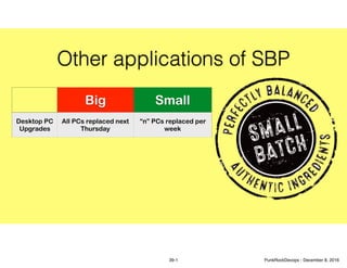 Other applications of SBP
Big Small
Desktop PC
Upgrades
All PCs replaced next
Thursday
“n” PCs replaced per
week
39-1 PunkRockDevops - December 8, 2016
 