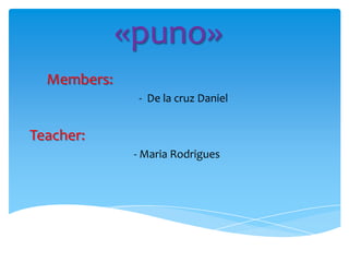 «puno»
Members:
- De la cruz Daniel

Teacher:
- Maria Rodrigues

 