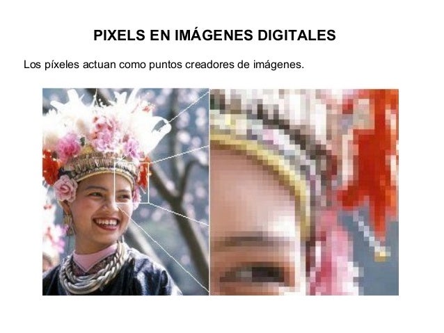 PIXELS EN IMÁGENES DIGITALES
Los píxeles actuan como puntos creadores de imágenes.
 