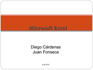 Microsoft Excel


Diego Cárdenas
 Juan Fonseca

     junio 2012
 