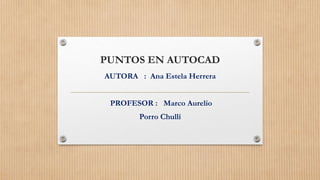 PUNTOS EN AUTOCAD
AUTORA : Ana Estela Herrera
PROFESOR : Marco Aurelio
Porro Chullí
 