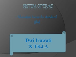 Dwi Irawati
X TKJ A
Filesystem hierarchy standard
(fhs)
 