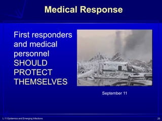 L 11 Epidemics and Emerging Infections 25
Medical Response
First responders
and medical
personnel
SHOULD
PROTECT
THEMSELVES
September 11
 