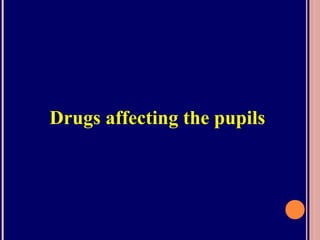 Drugs affecting the pupils
 