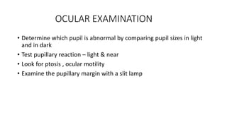 PUPILLARY ABNORMALITIES and pupillary reflexes | PPTX