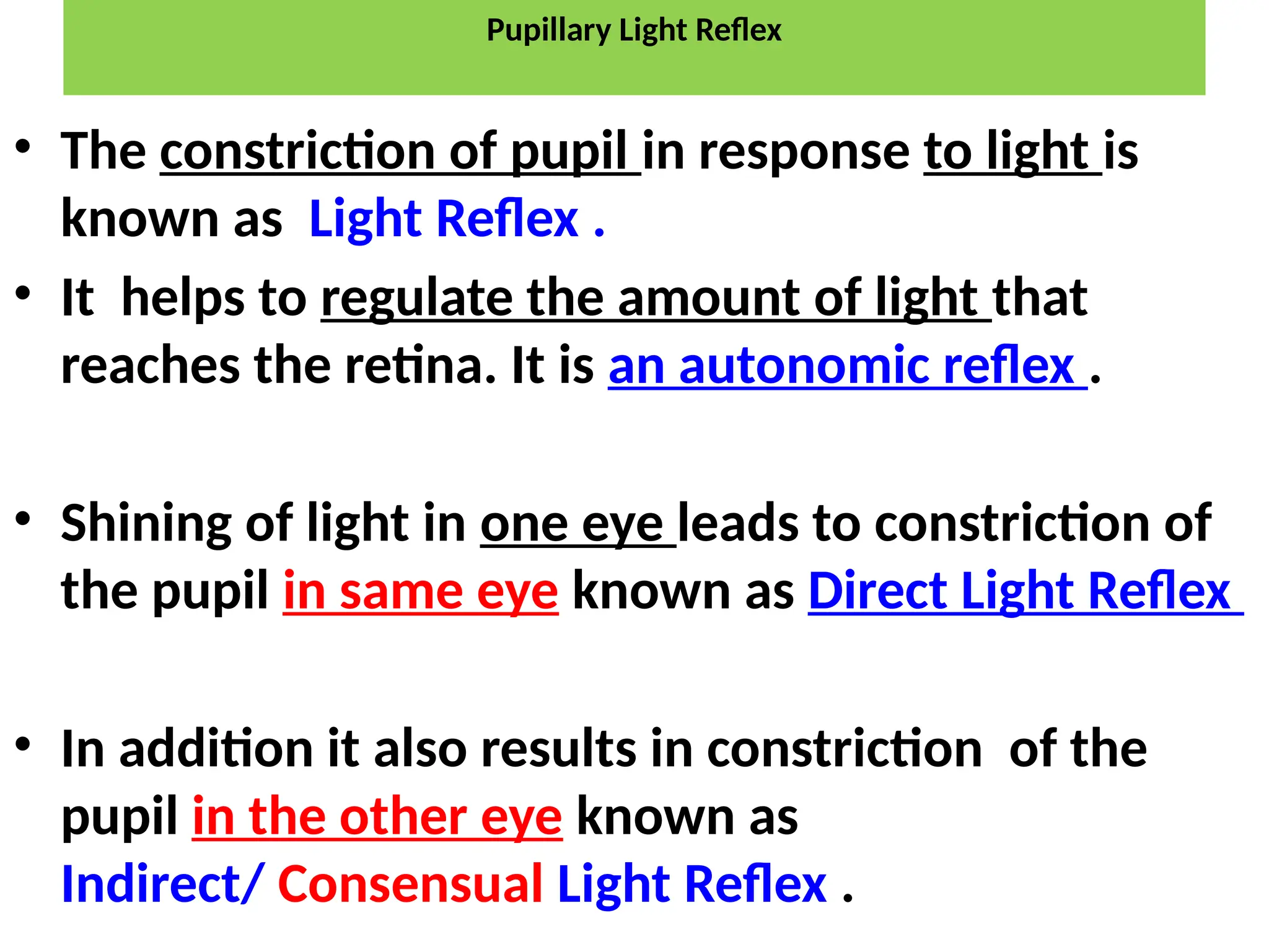 Light Reflex Example Pupillary reflexes for MBBS students.pptx