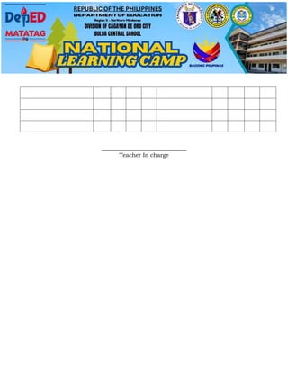 ______________________________
Teacher In charge