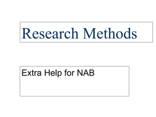 Research Methods Extra Help for NAB 