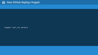 /puppet last_run worker2
 How GitHub Deploys Puppet
 