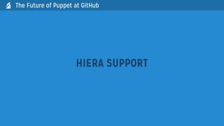 HIERA SUPPORT
The Future of Puppet at GitHub
 