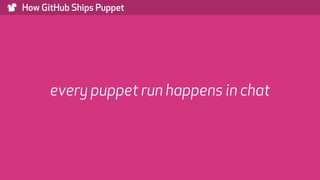 ) How GitHub Ships Puppet
every puppet run happens in chat
 