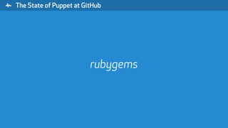 " The State of Puppet at GitHub
rubygems
 