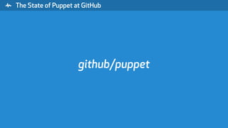 " The State of Puppet at GitHub
github/puppet
 
