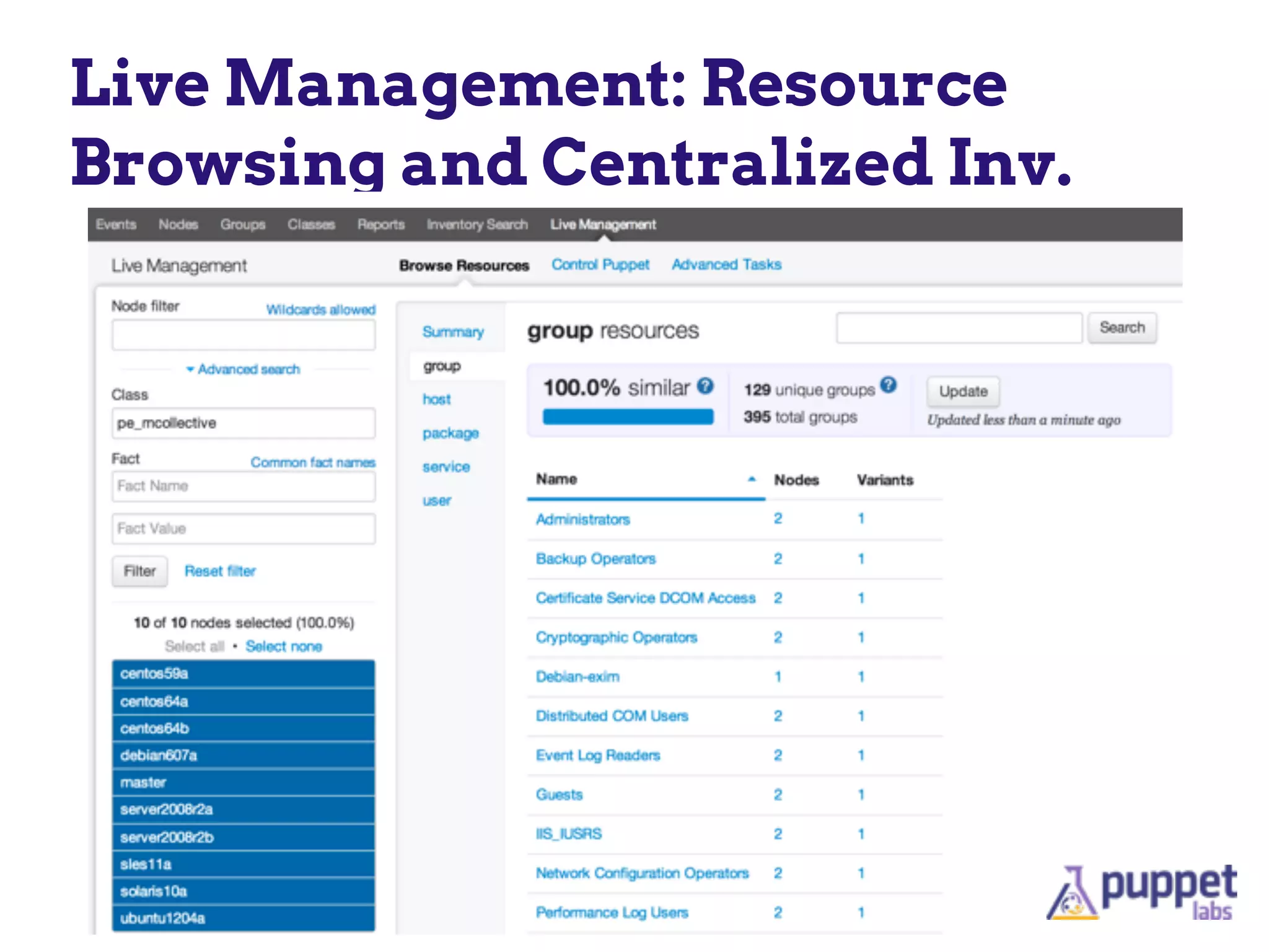 Live Management: Resource
Browsing and Centralized Inv.
 