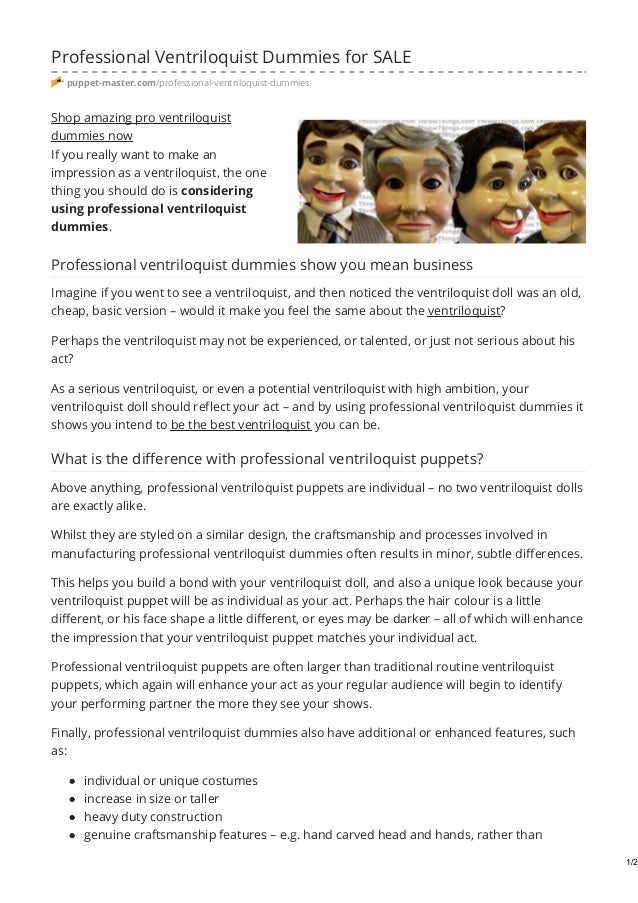 professional ventriloquist dummies for sale by