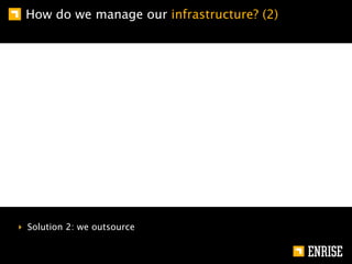 How do we manage our infrastructure? (2)




‣ Solution 2: we outsource
 