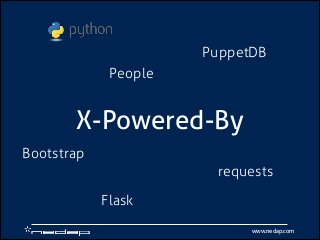 PuppetDB
People

X-Powered-By
Bootstrap
requests
Flask
www.nedap.com

 