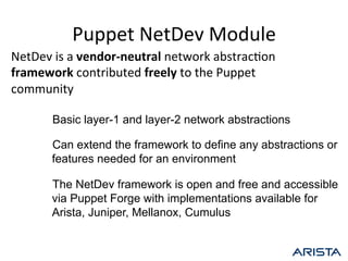 Puppet Camp Boston 2014: Network Automation with Puppet and Arista ...